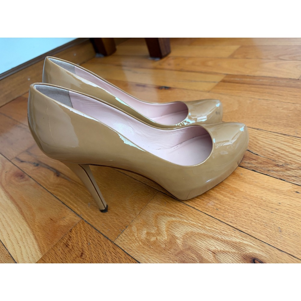 Kate Spade Lori Platform Heels Pumps Camel Patent Leather Size 8